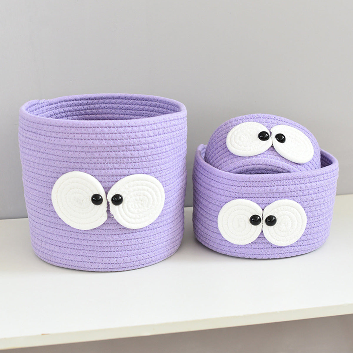 Purple Big Eye Cotton Rope Woven Storage Basket