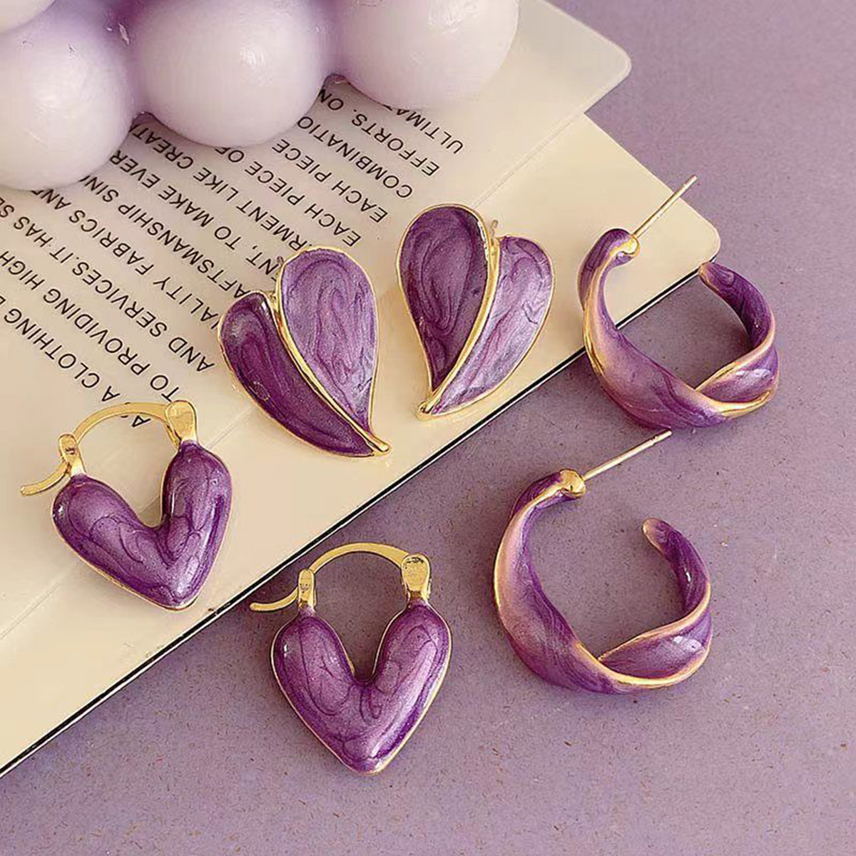 Super Fairy Taro Purple High-End Temperament Earrings