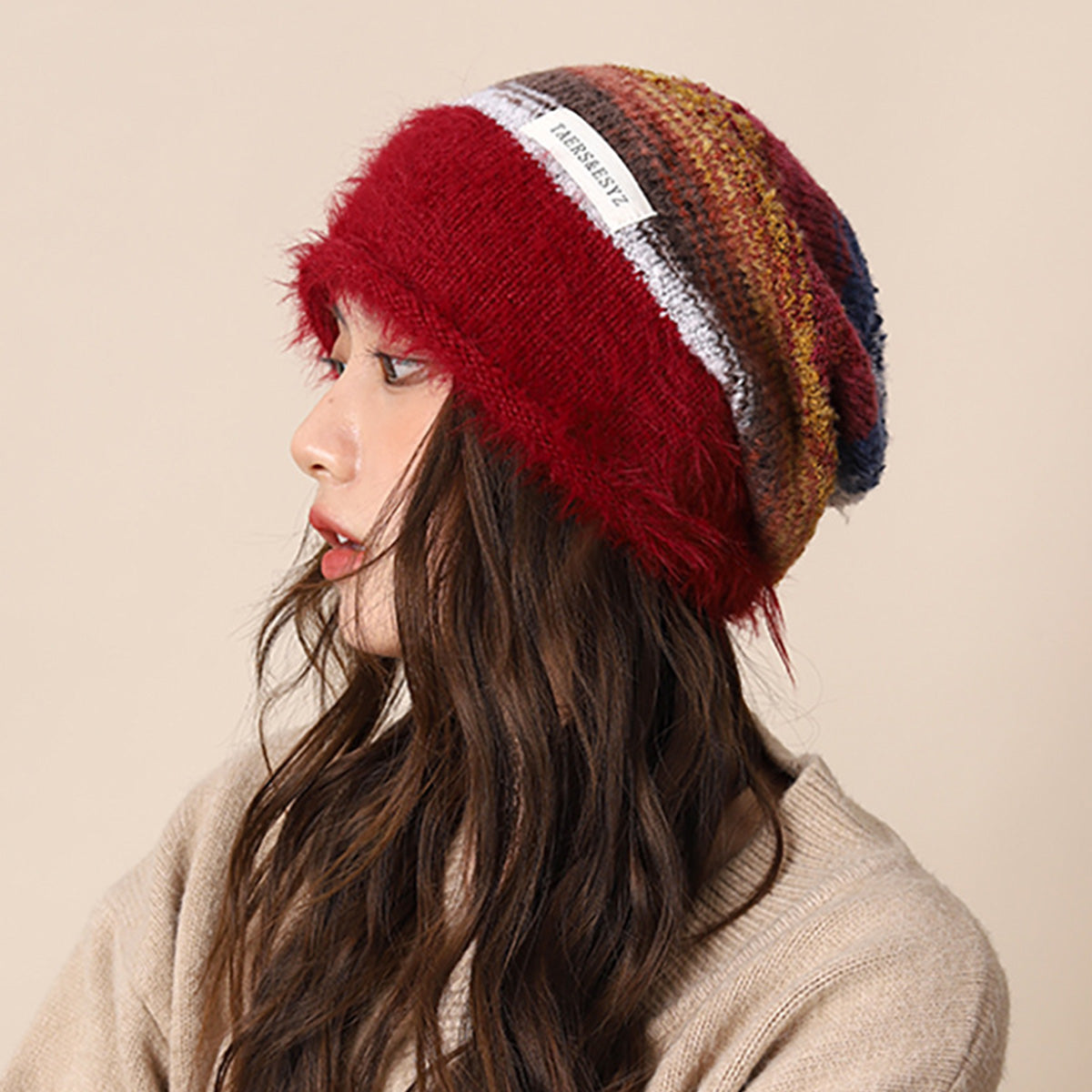 Gradient Plush Knitted Hat for Women