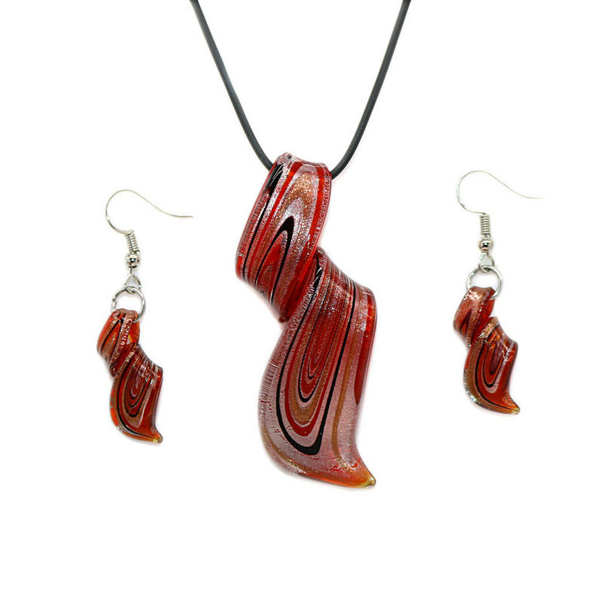 Chinese Style Handmade Spiral Knife Multi-Color Earrings Necklace Set