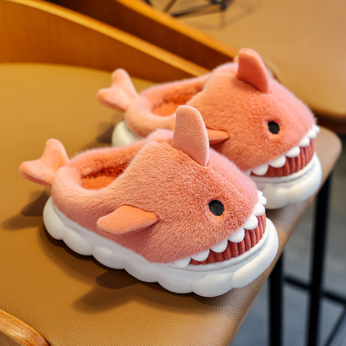 Boys Girls Cartoon Cute Shark Warm Slippers