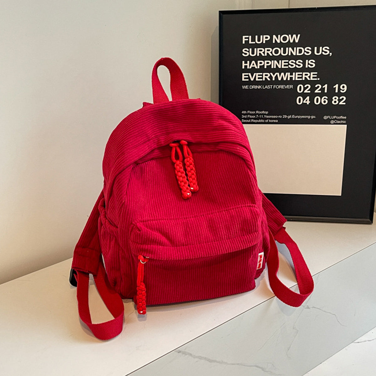 Winter Corduroy Small Backpack Women Casual Backpack