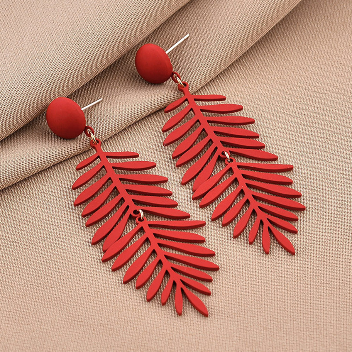Silver Needle Korean Retro Green Leaf Earrings