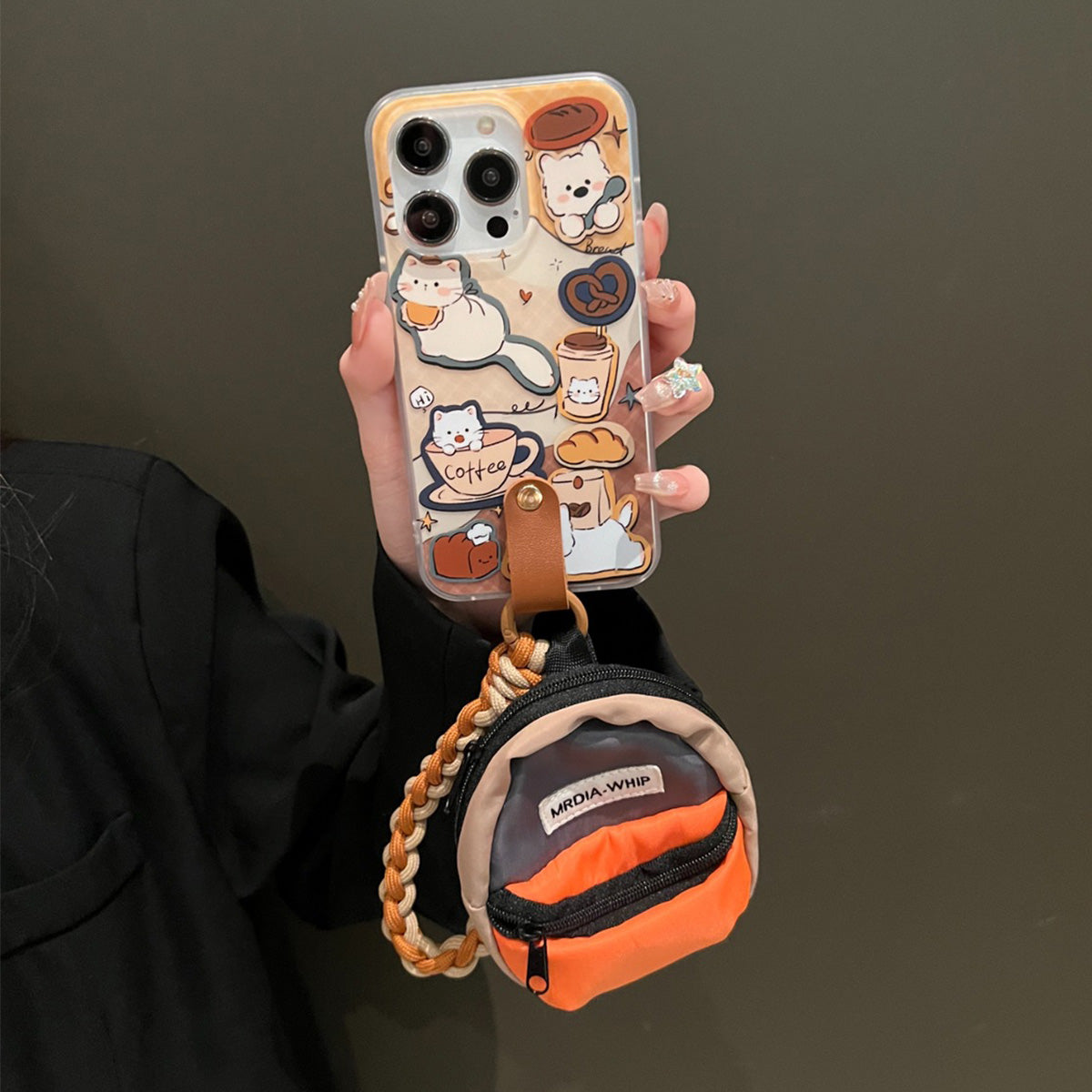 Coffee Puppy Cat Small Bag Suitable for IPhone 15 pro max