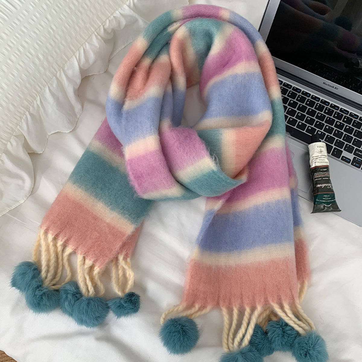 Women's Winter Color Matching Tassel Scarf