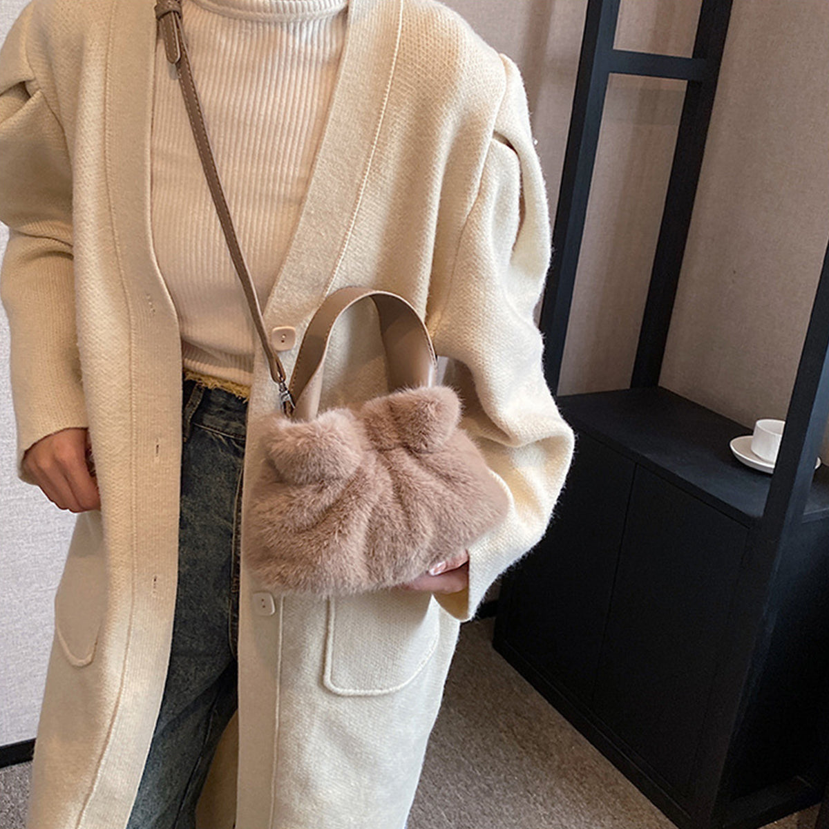 Pleated Plush Bag Handbag Crossbody Bag