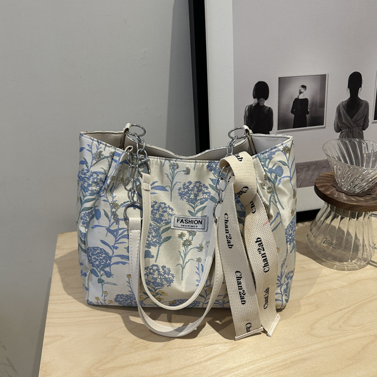 Printed Underarm Canvas Tote Shoulder Bag