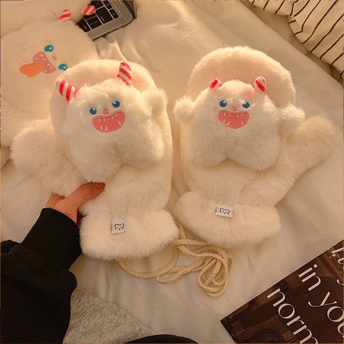 Autumn Winter Cartoon Cute Little Monster Warm Gloves