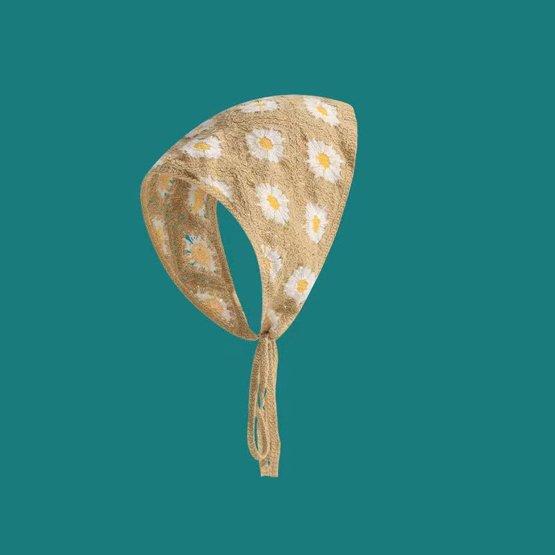 French Flower Triangle Headscarf High-End Teaddress