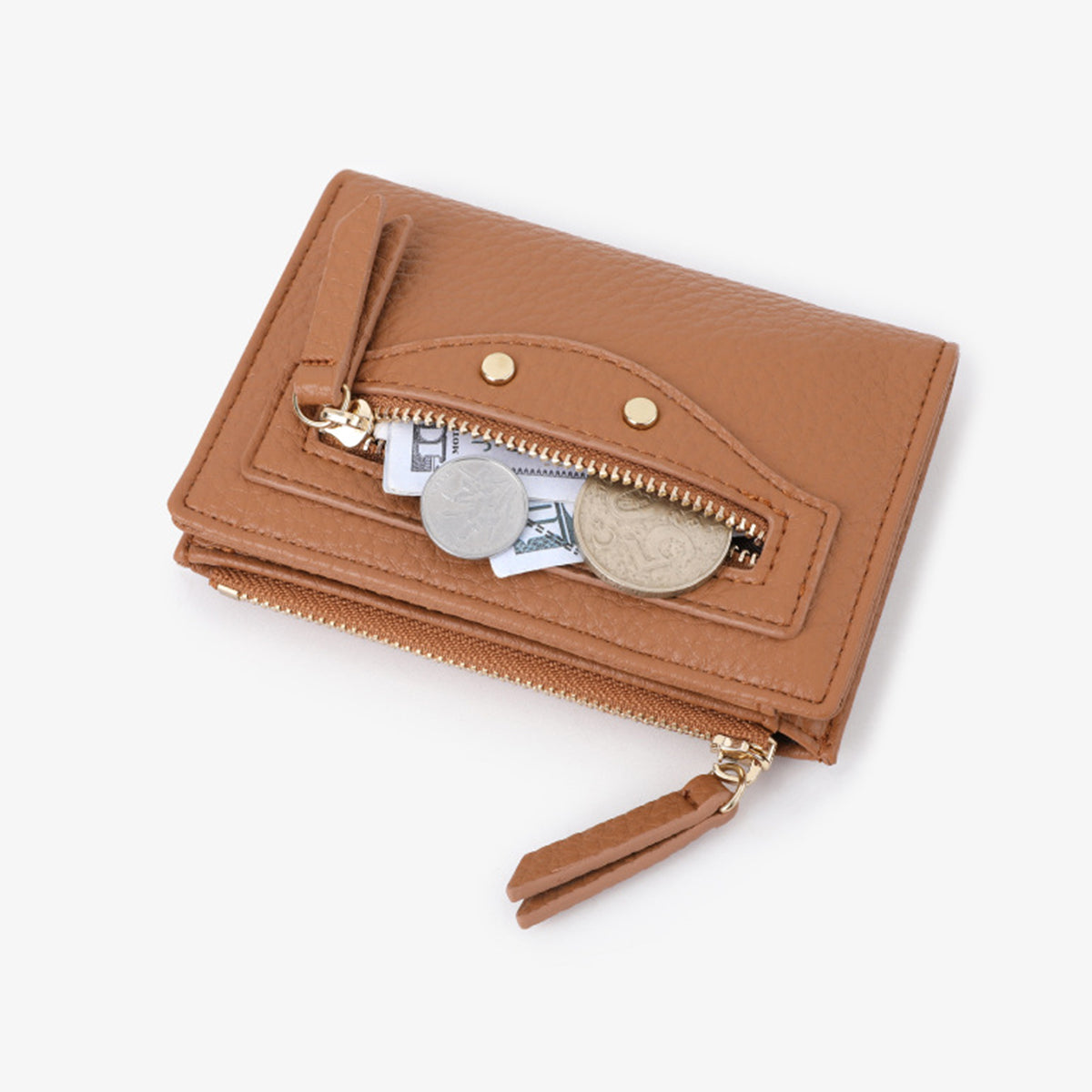Women zipper Pebbled Compact Wallet