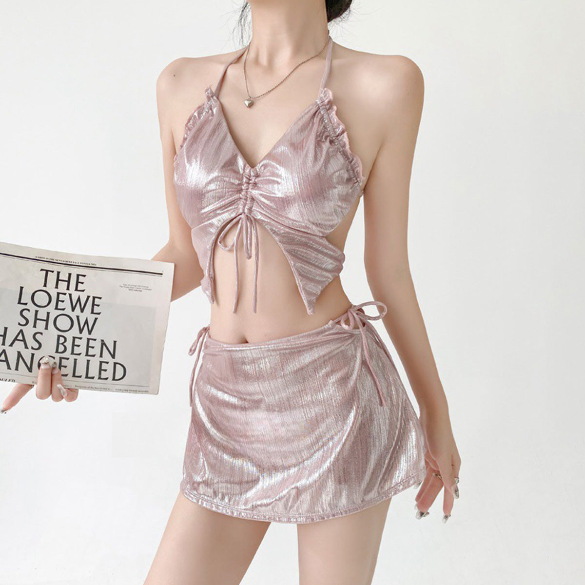 Sexy Shiny Silk Bikini Seaside Swimsuit
