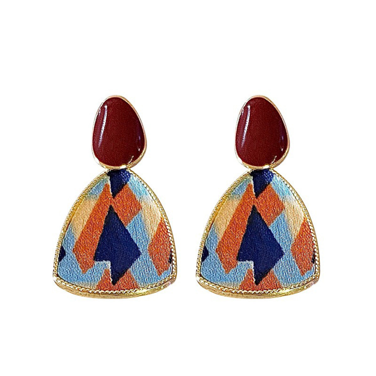 New Silver Needle Earrings Triangular Ethnic Earrings