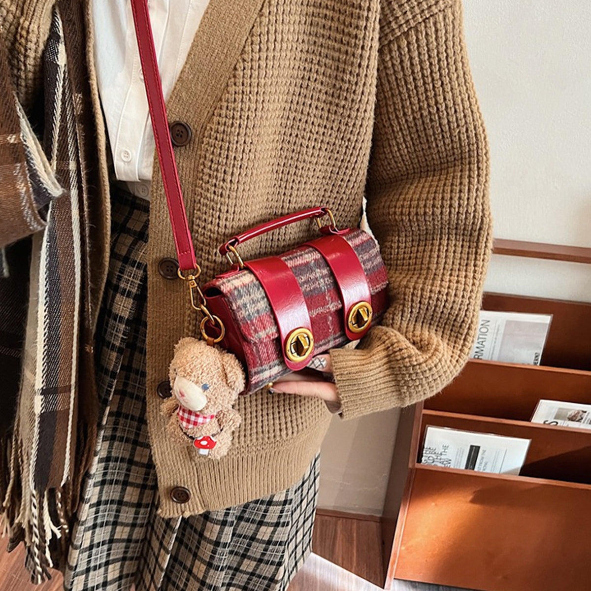 Red Berry Handbag for Women Shoulder Crossbody Small Bag