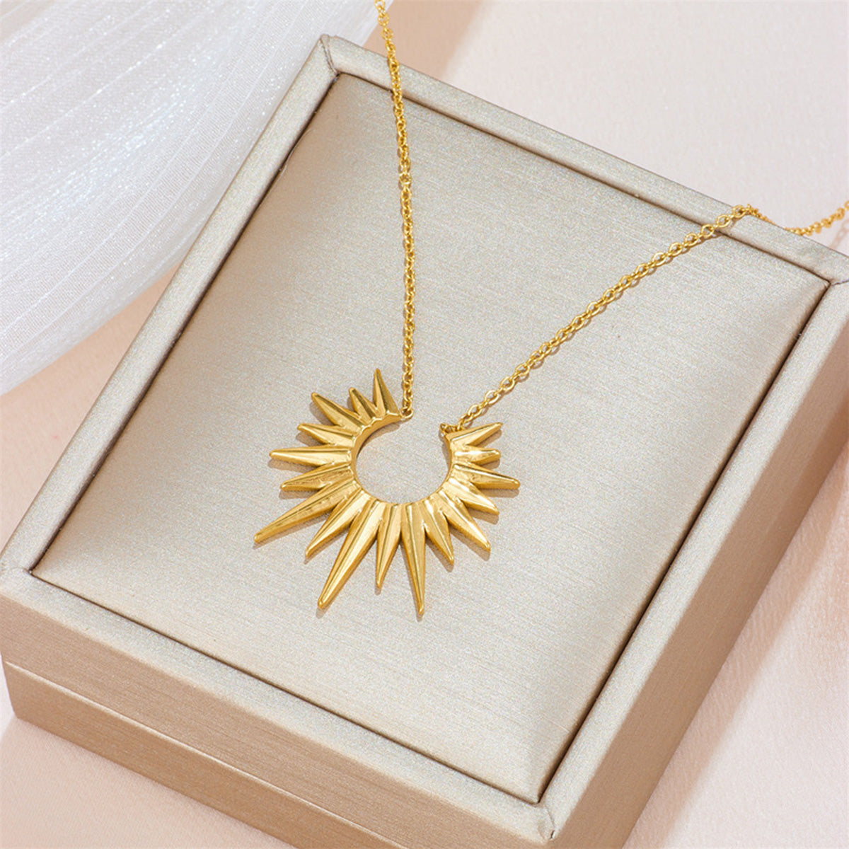 Stainless Steel Sunflower Necklace Earrings Set