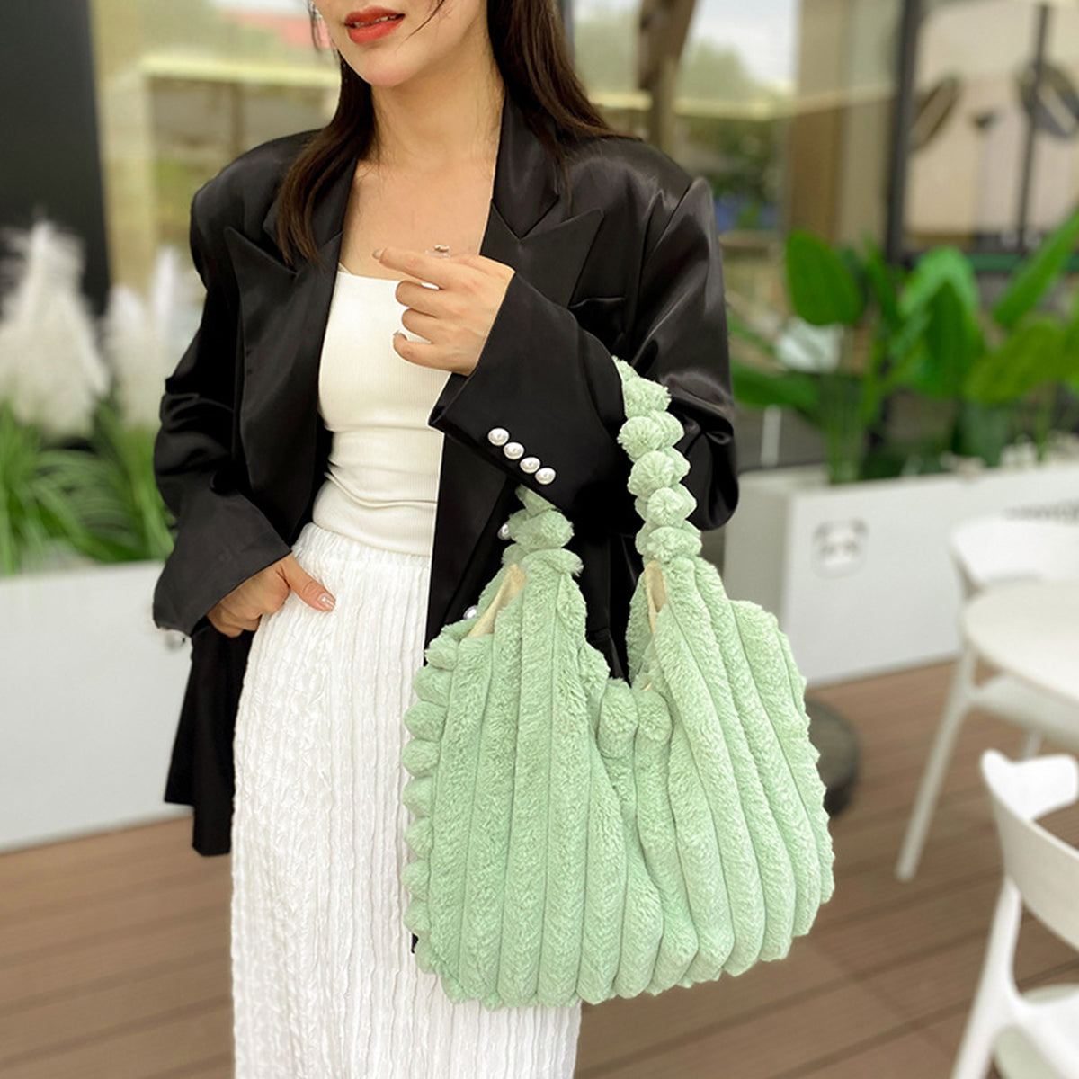 Plush Bag for Women Korean Style Large Capacity Tote Bag