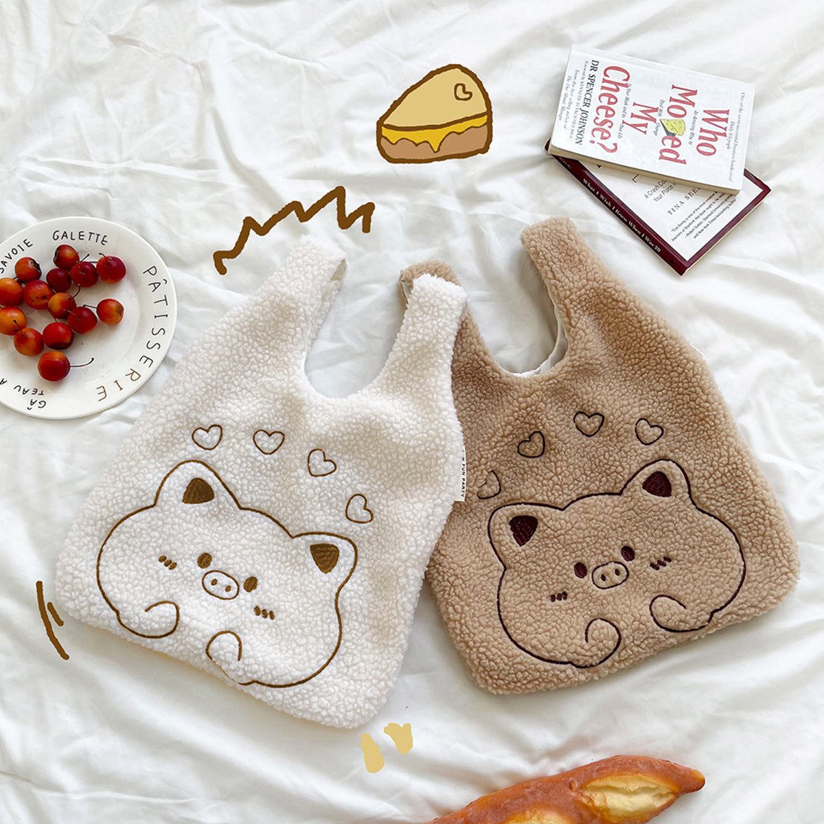 Plush Handbag Embroidered Lamb Wrist Bag