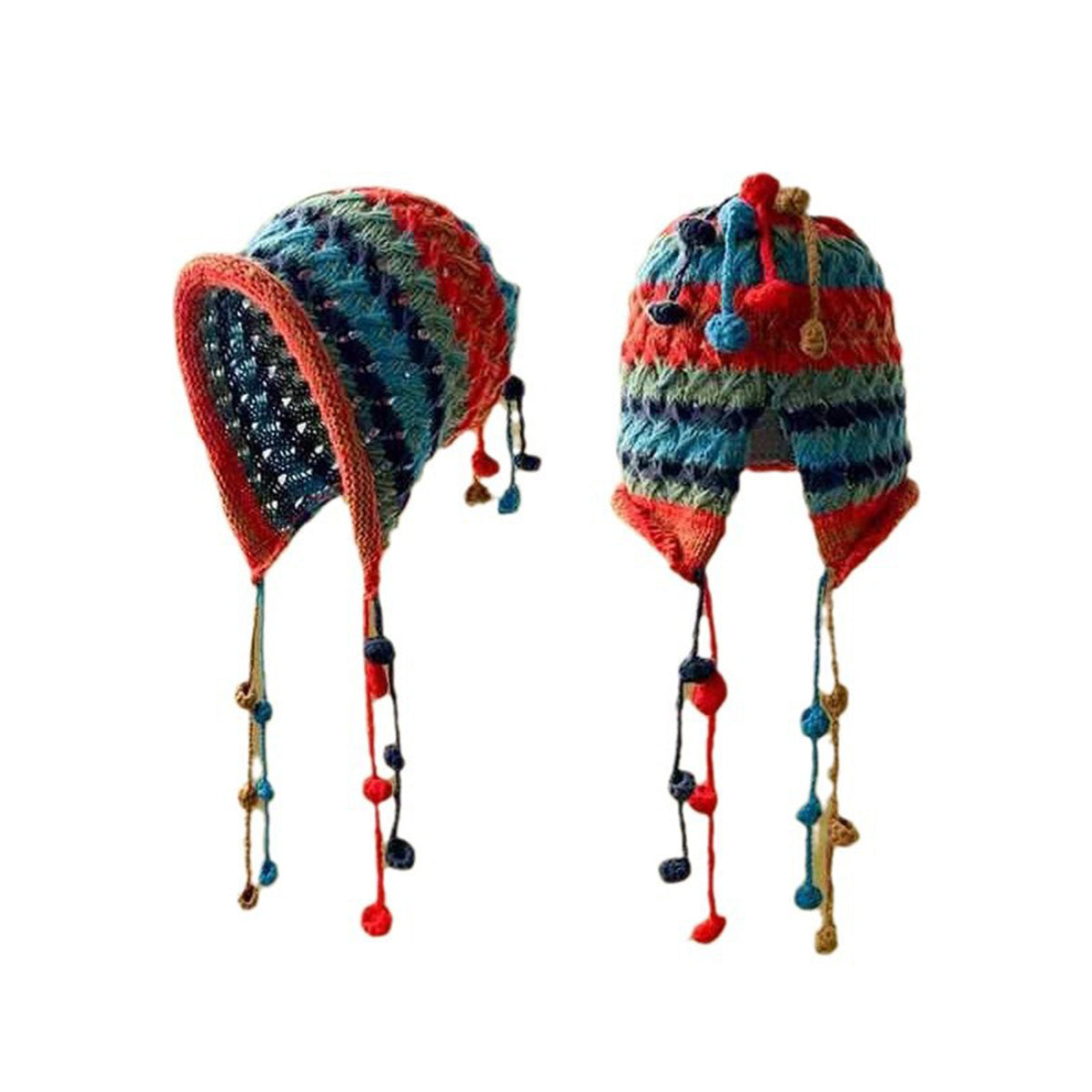 Imitation Hand-Crocheted Colorful Wool Hat