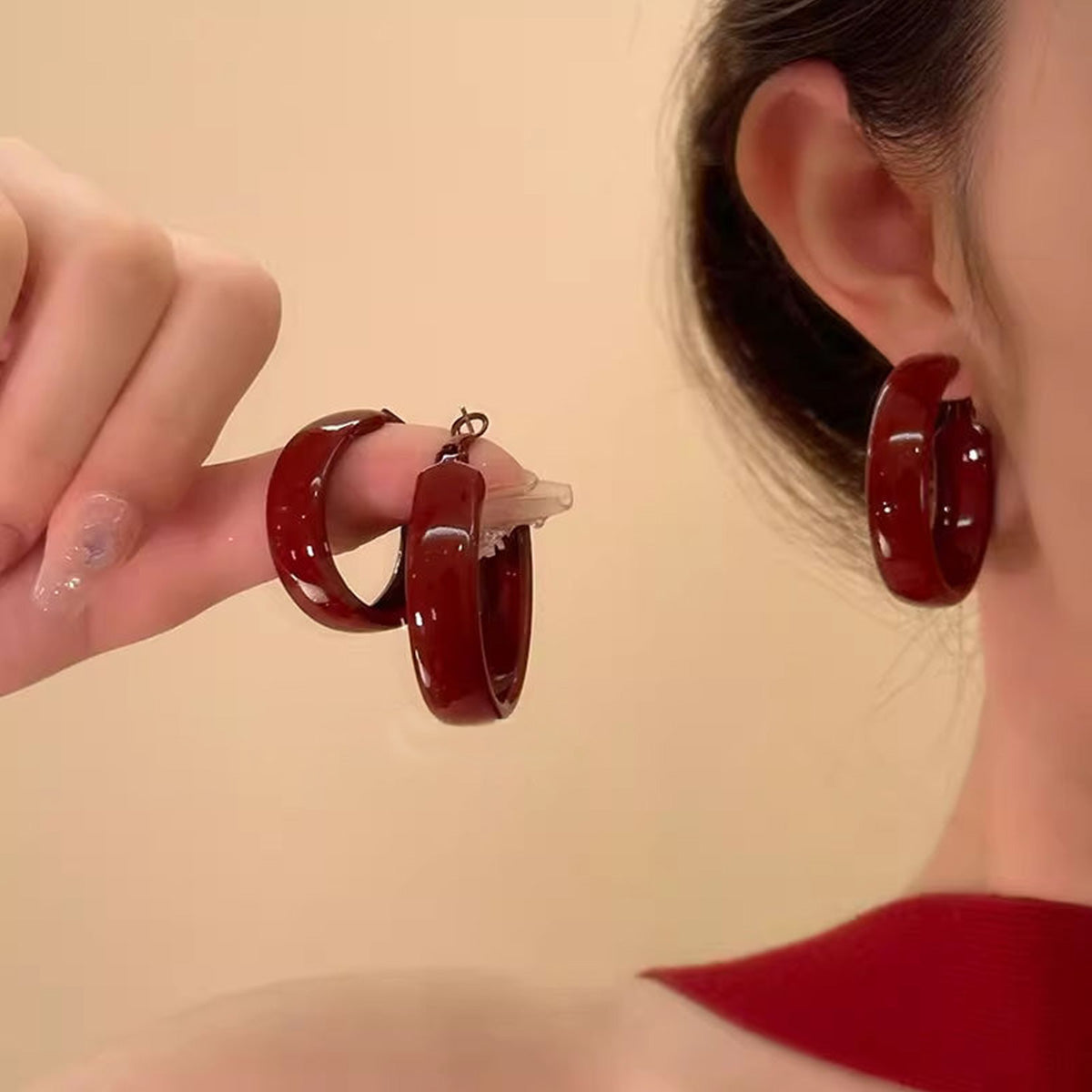 Light Luxury Niche Design Red Earrings