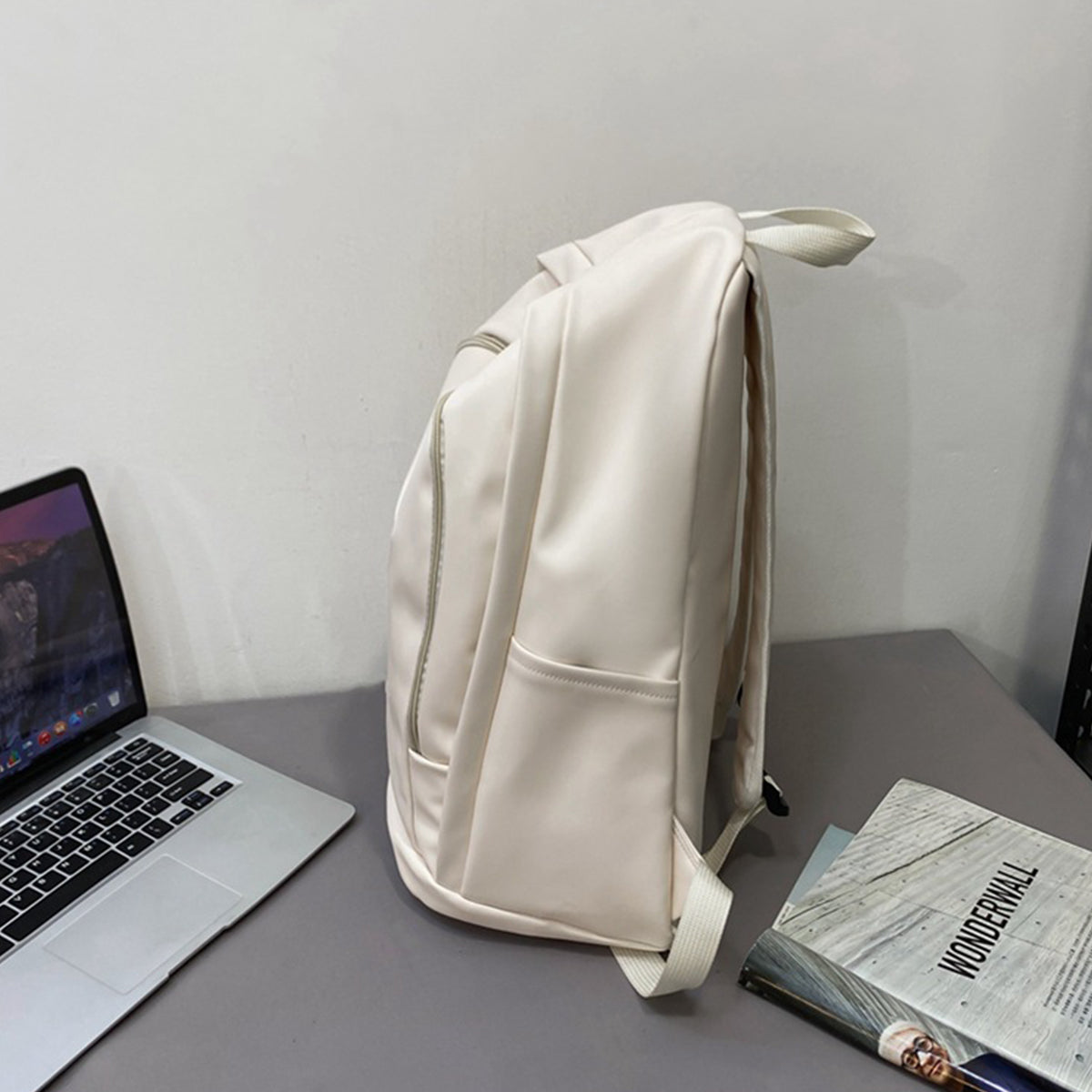 Men PU Soft Leather Large Capacity Backpack