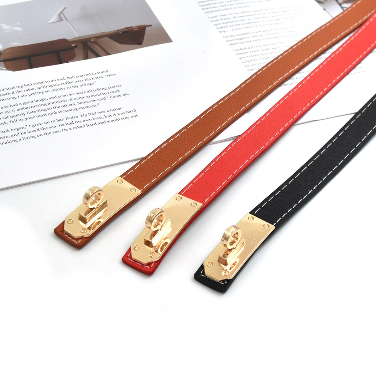Waist lock Buckle Narrow Belt Decorative Belt