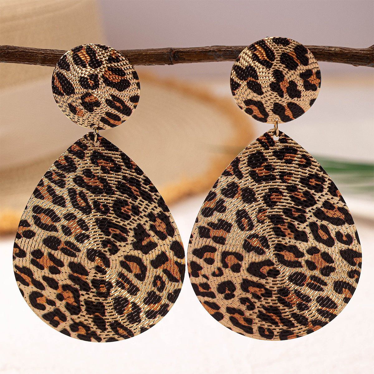Fashion Leopard Print Round Water Drop Earrings