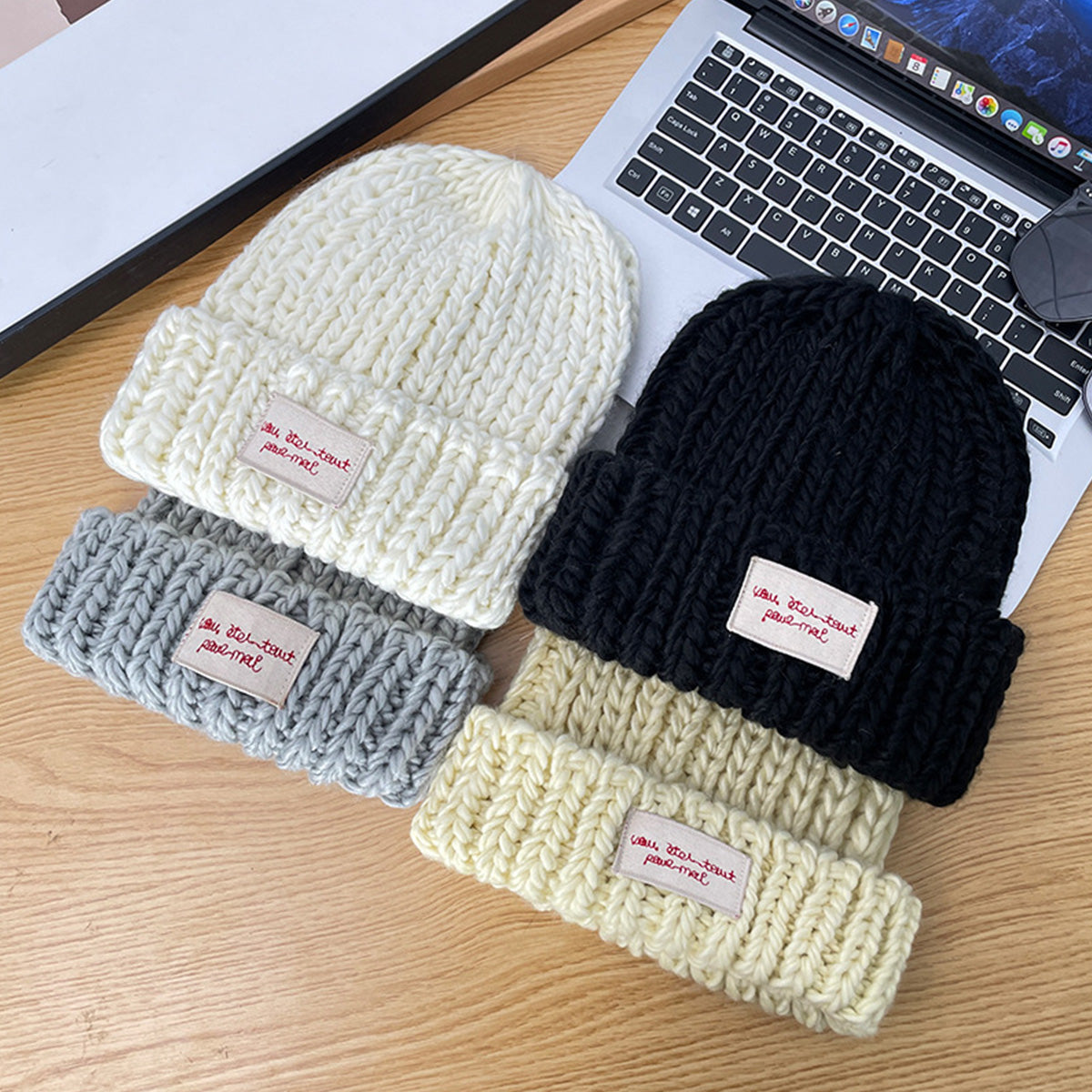 Large Head Circumference Green Knitted Hat Korean Style Versatile Winter hat