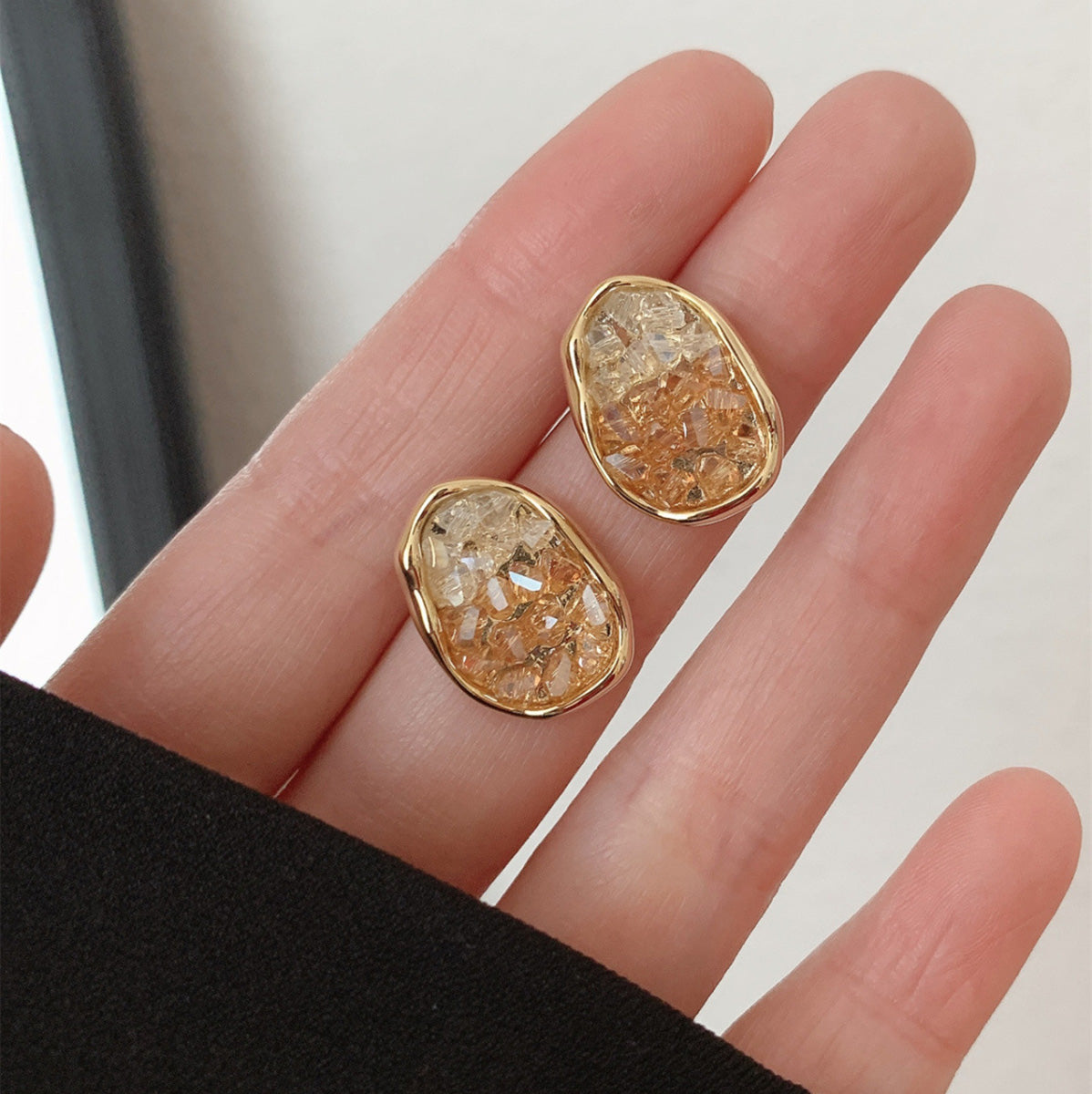 High-End Champagne Zircon Earrings