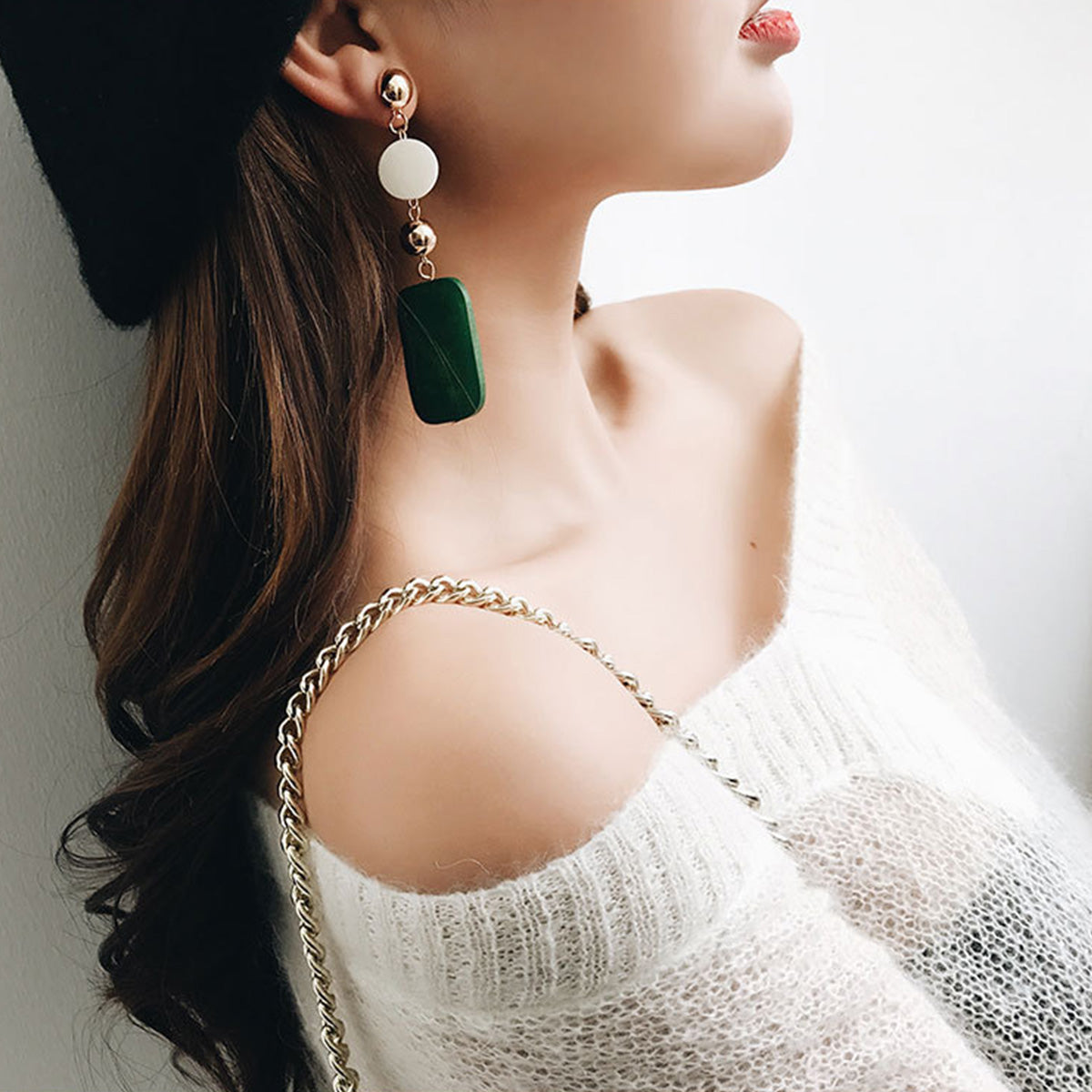 Ladies Retro Long Wooden Earrings