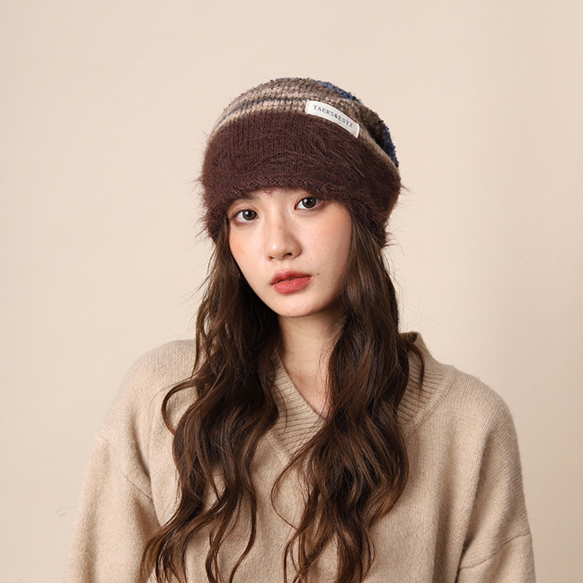 Gradient Plush Knitted Hat for Women