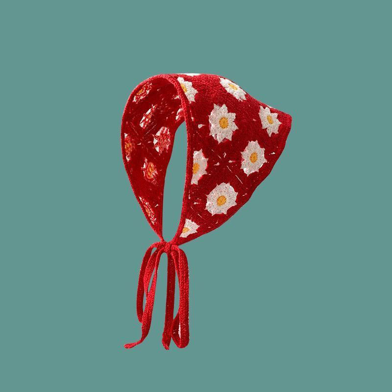 French Flower Triangle Headscarf High-End Teaddress