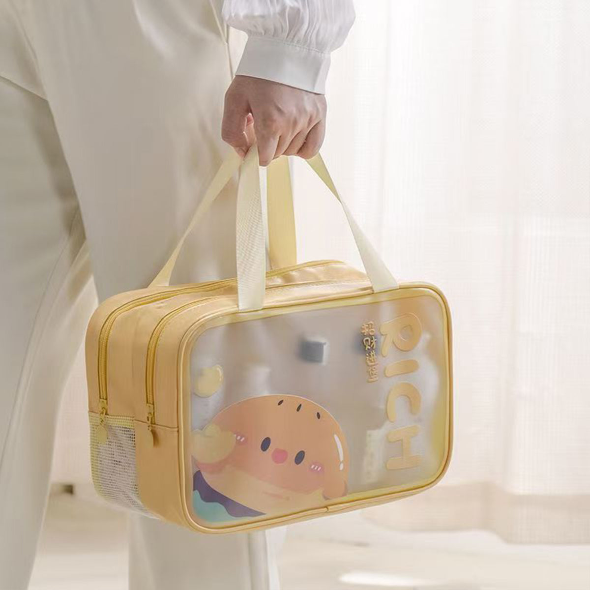 Large Capacity Portable Double-layer Cosmetic Toiletries Storage Bag