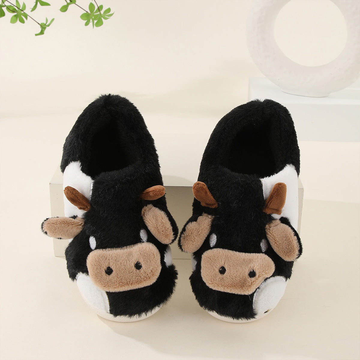 Cow-Shaped Cotton Slippers Non-Slip Slippers