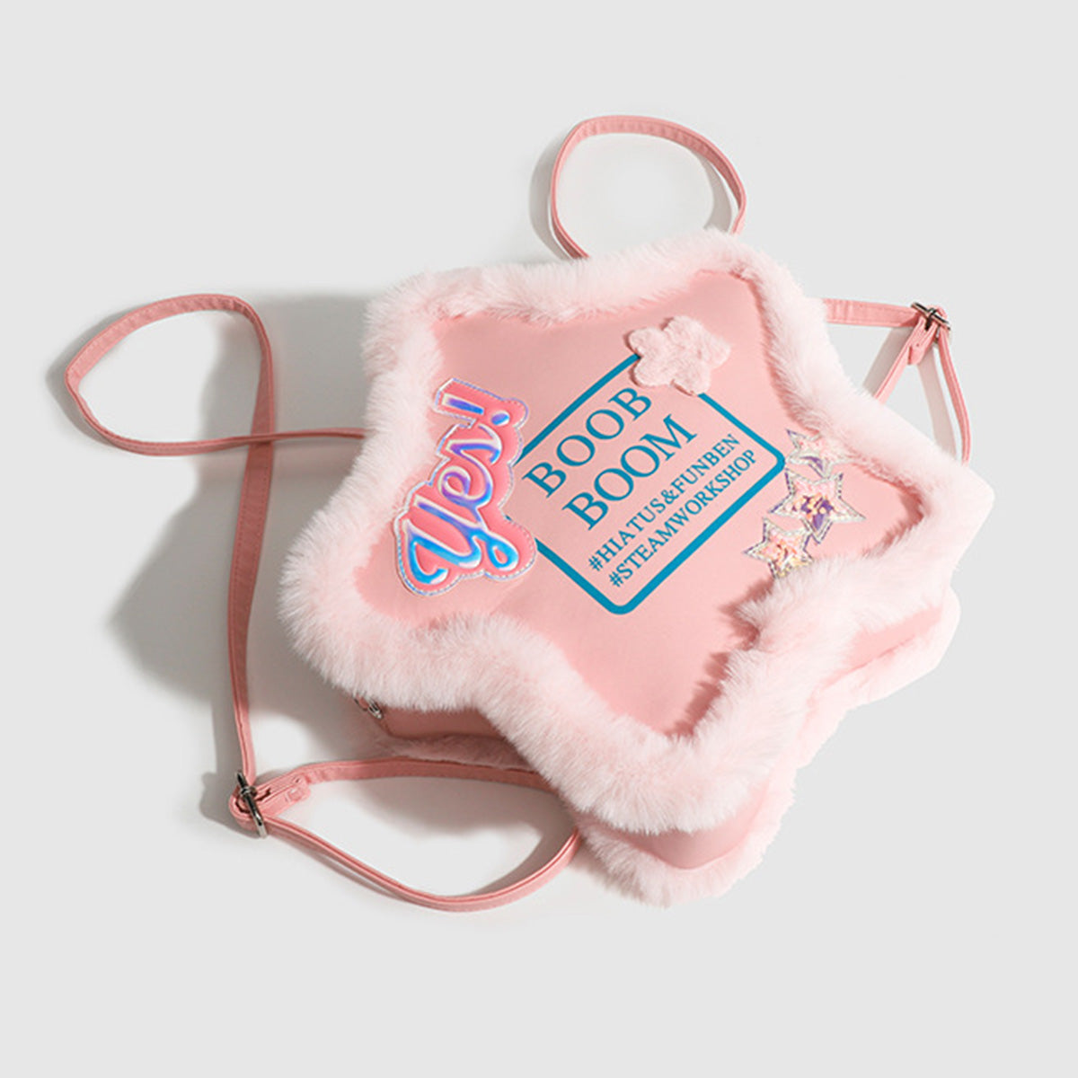 Five-pointed Star Backpack Simple Letter Pink Crossbody Bag