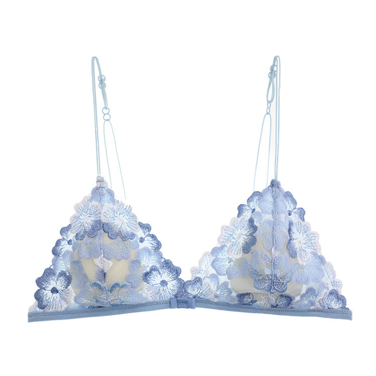 French Heavy Embroidery Lace Hollowed-Out Bra