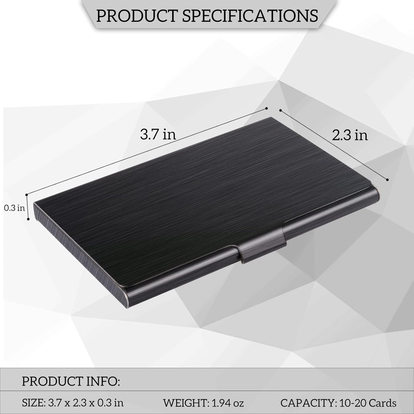 LAPOLAR Slim Business Card Case for Men & Women, Pocket Metal Case, Professional Stainless Steel Business Card Holders, Purse Name Card Holder, Buckle Style Shut, Black
