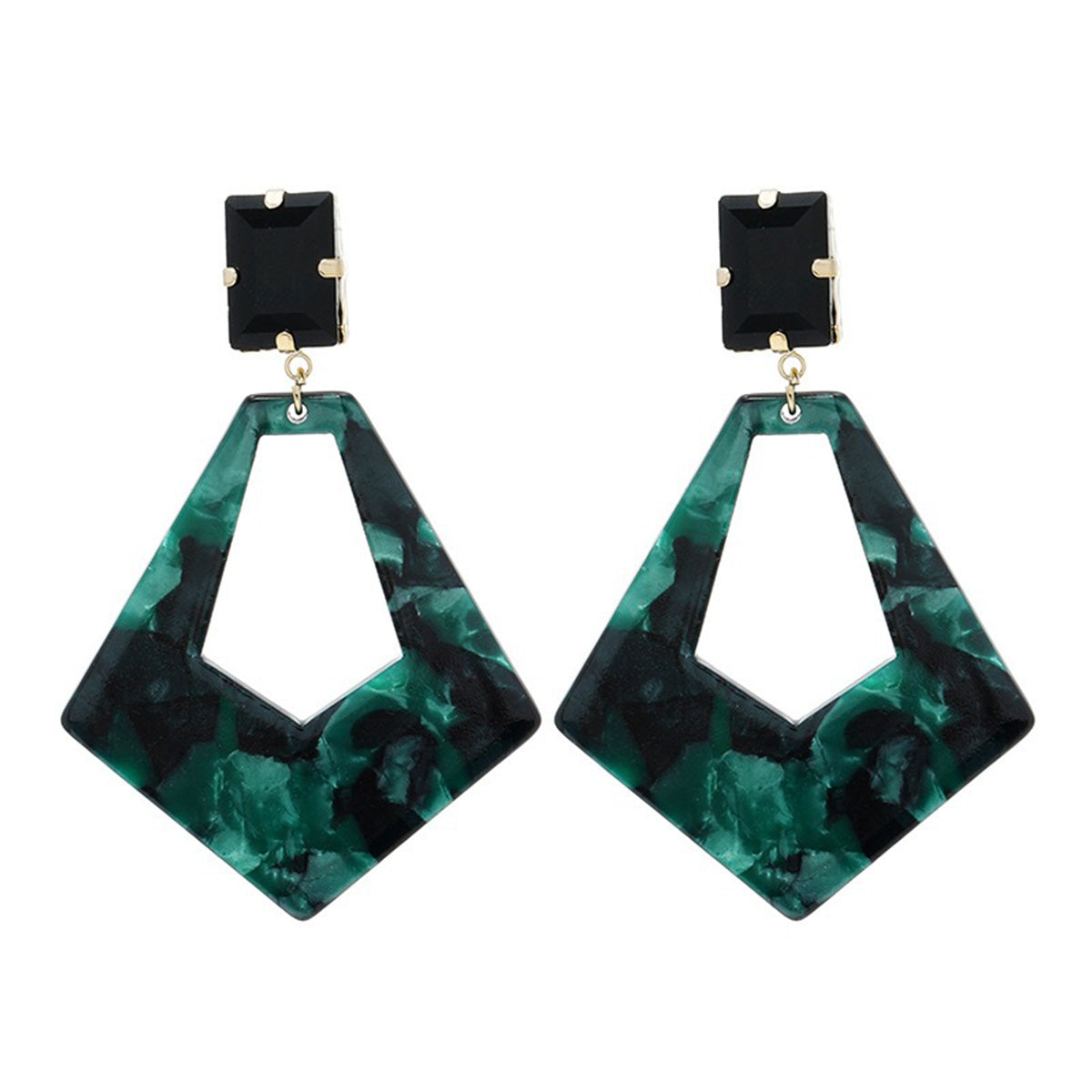 Fashion Retro Green Acrylic Diamond Earrings