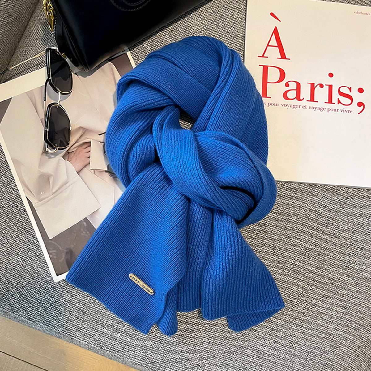 New Knitted Solid Color Small Scarf Thickened Scarf