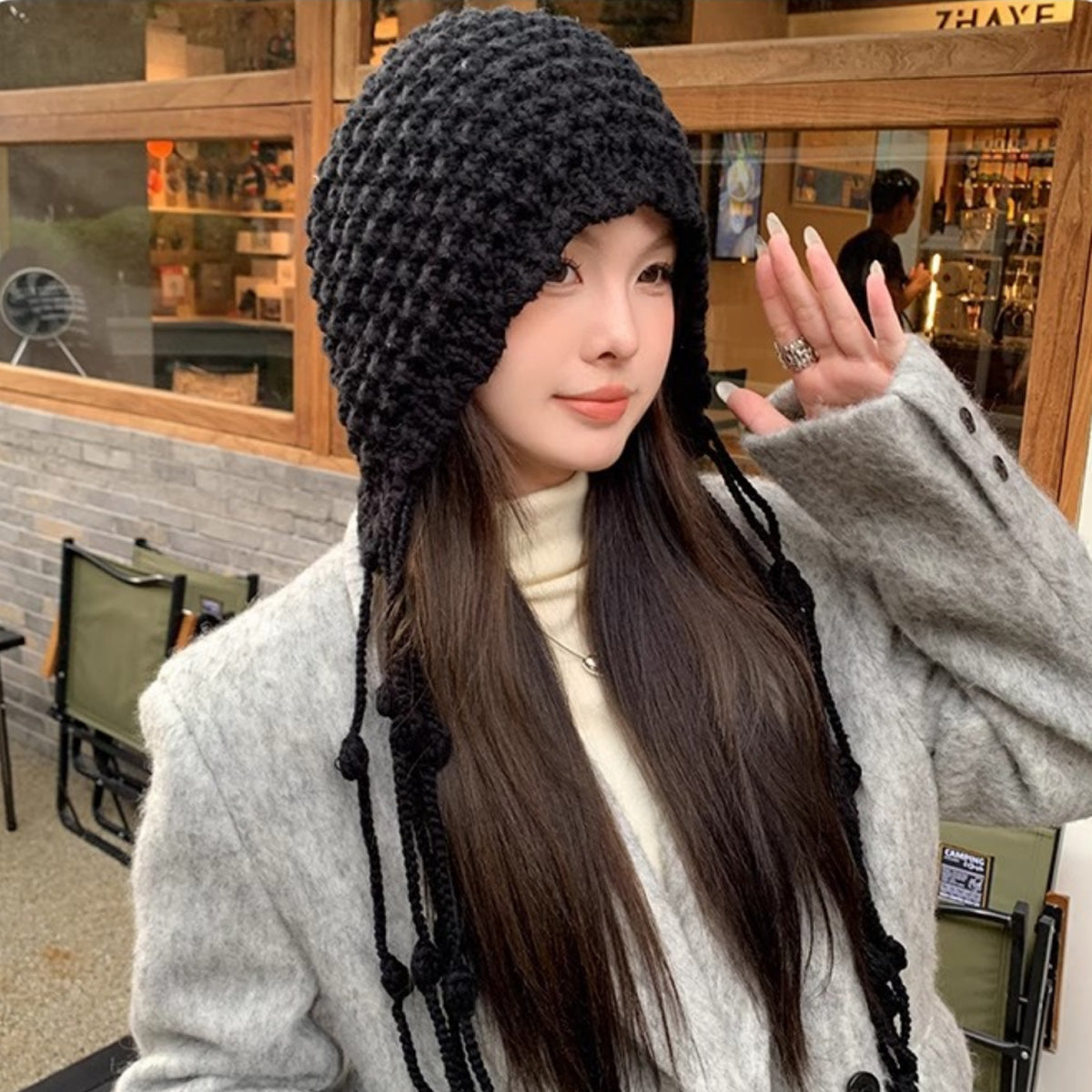 Women's Hand-Woven Tassel Knitted Hat
