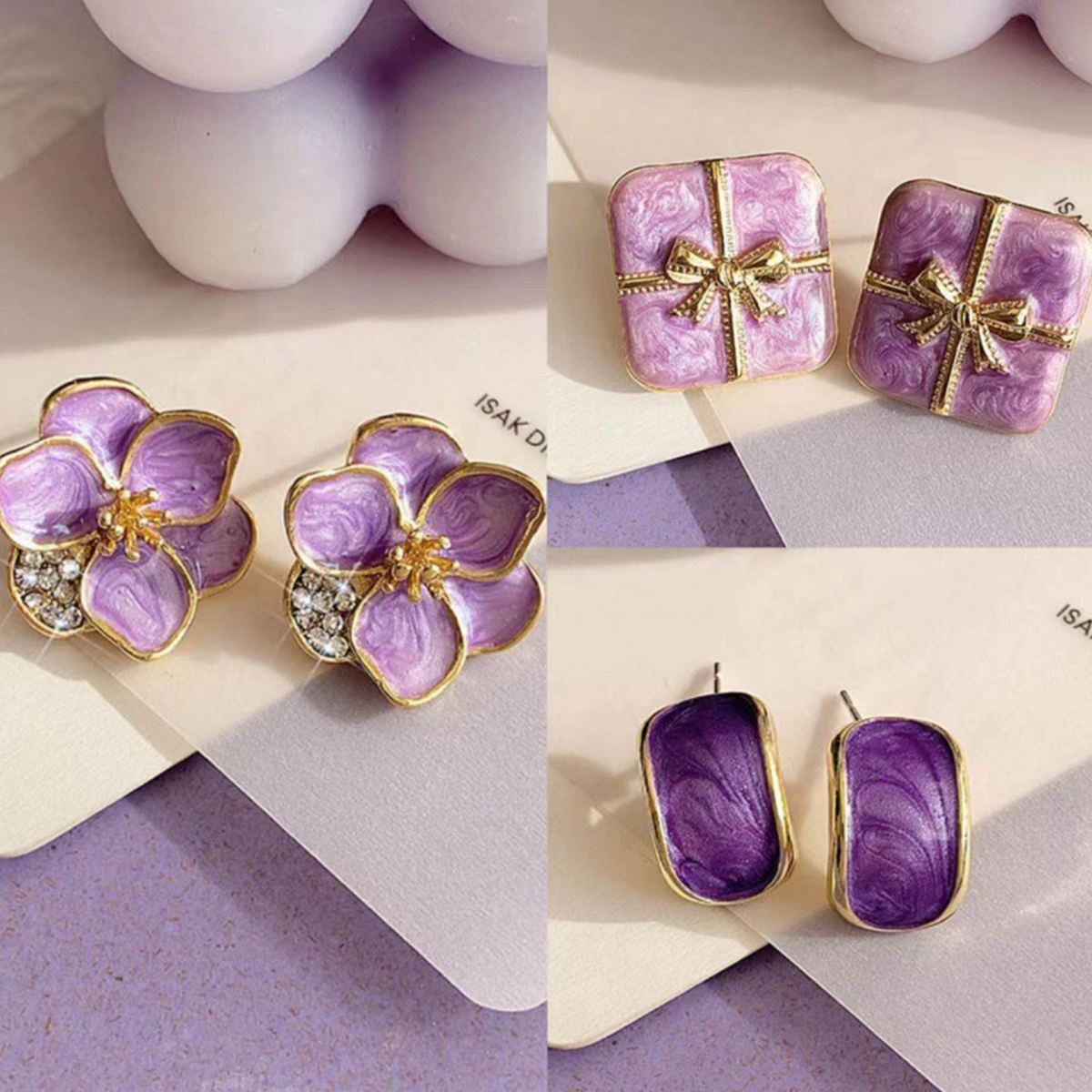 Super Fairy Taro Purple High-End Temperament Earrings