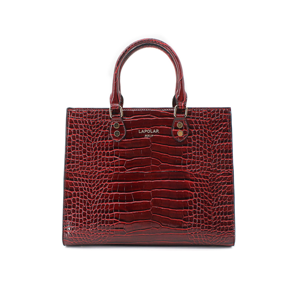 Medium Croco Leather Satchel - Wine – US
