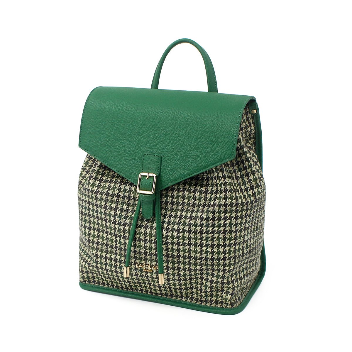 Backpack for Women, Tweed & PU Leather, Mint Check