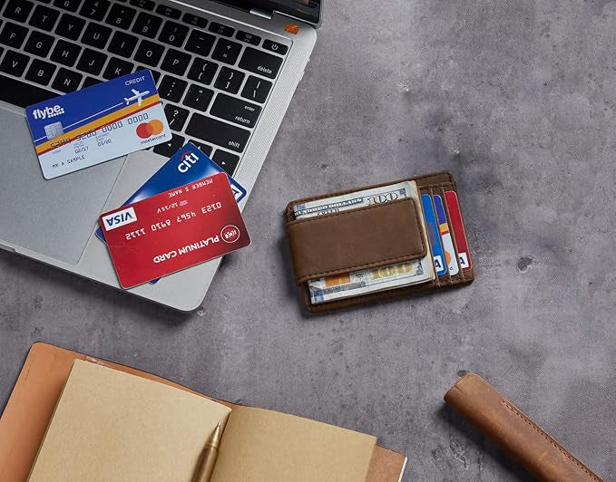 LAPOLAR Slim Minimalist Wallet for Men with Magnetic Money Clip Leather Wallet, Credit Card Holder RFID Blocking Front Pocket Holds Cash and Cards