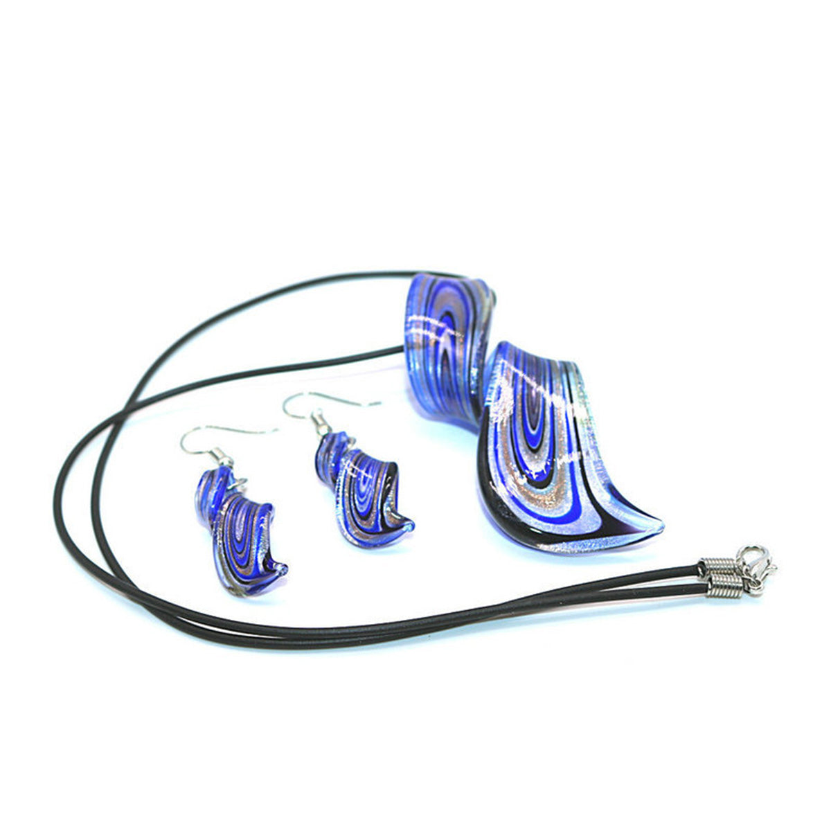 Chinese Style Handmade Spiral Knife Multi-Color Earrings Necklace Set