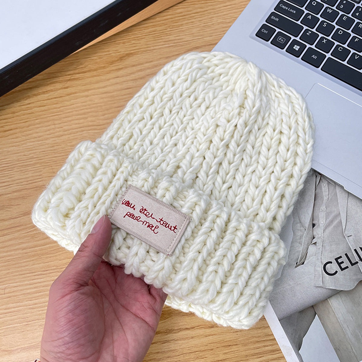 Large Head Circumference Green Knitted Hat Korean Style Versatile Winter hat
