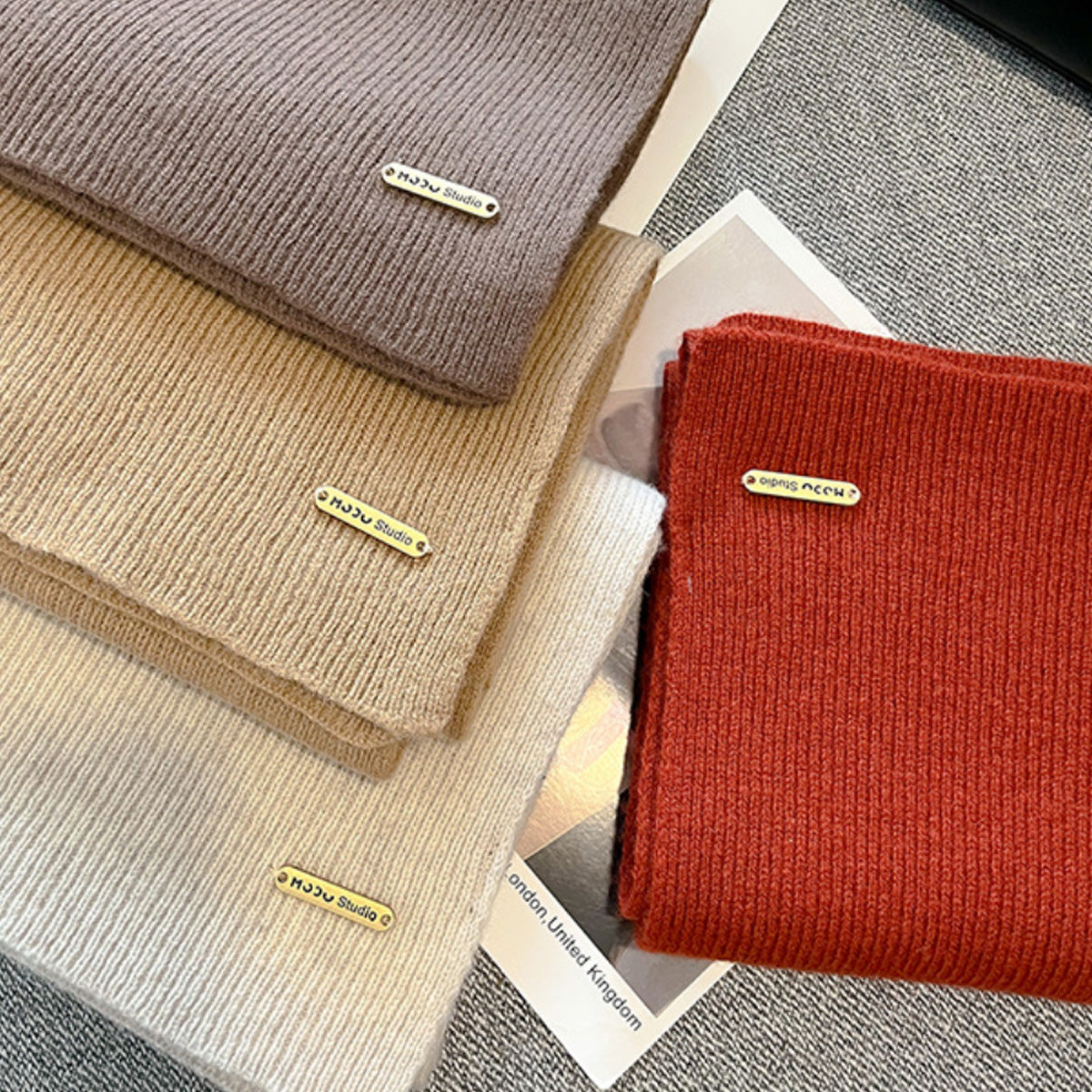 New Knitted Solid Color Small Scarf Thickened Scarf