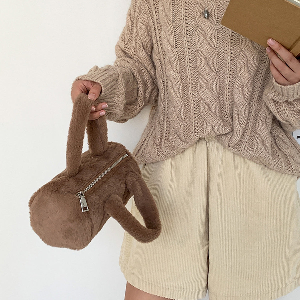 Autumn Winter Cylindrical Handbag Plush Bag