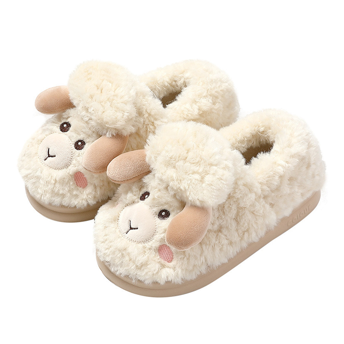 Winter Women's Cute Cartoon Lamb Fur Slippers for Women