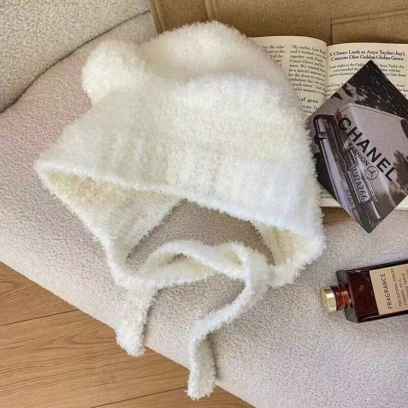 Women's Bear Ears Plush Hat Ear Protection Pullover Hat
