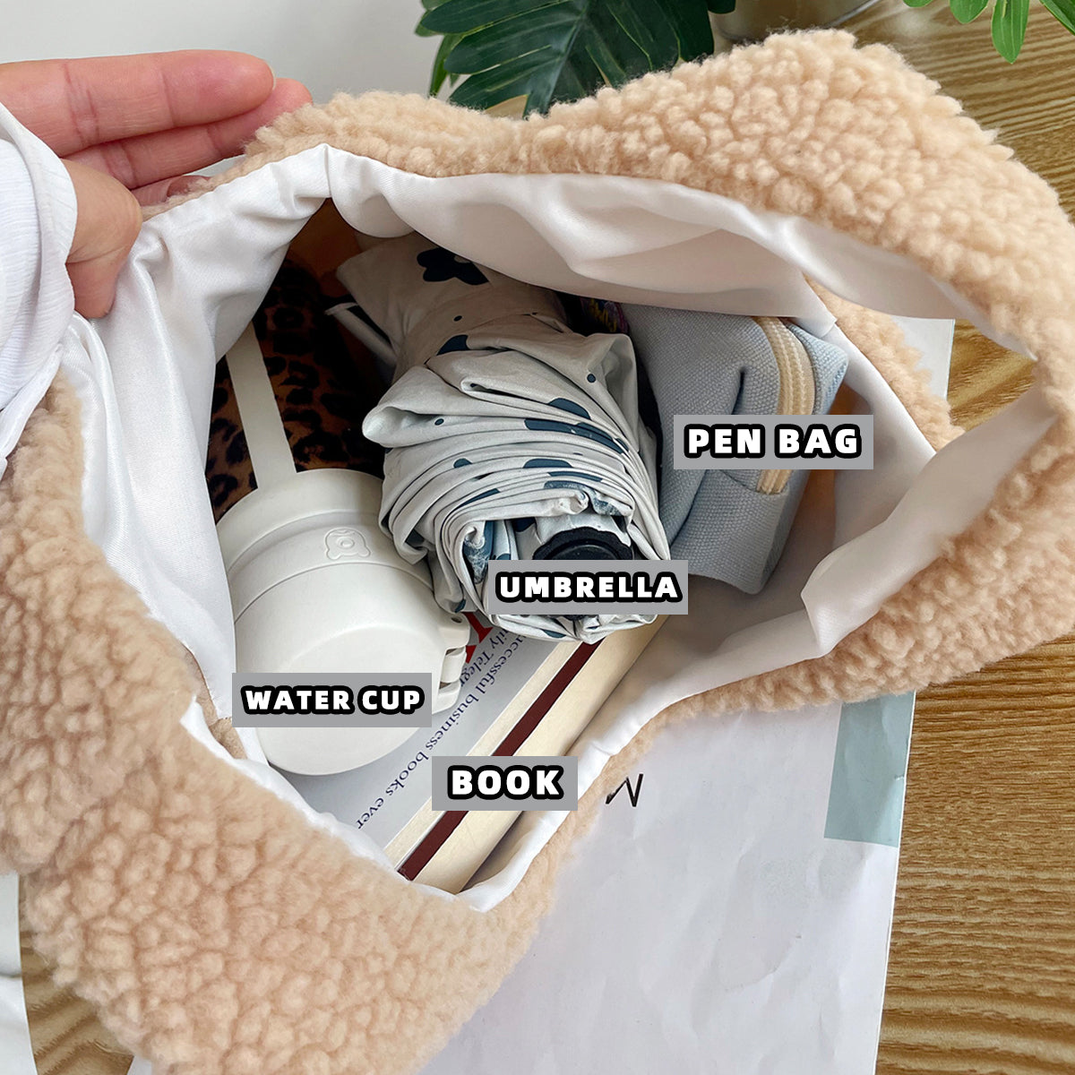 Plush Handbag Embroidered Lamb Wrist Bag