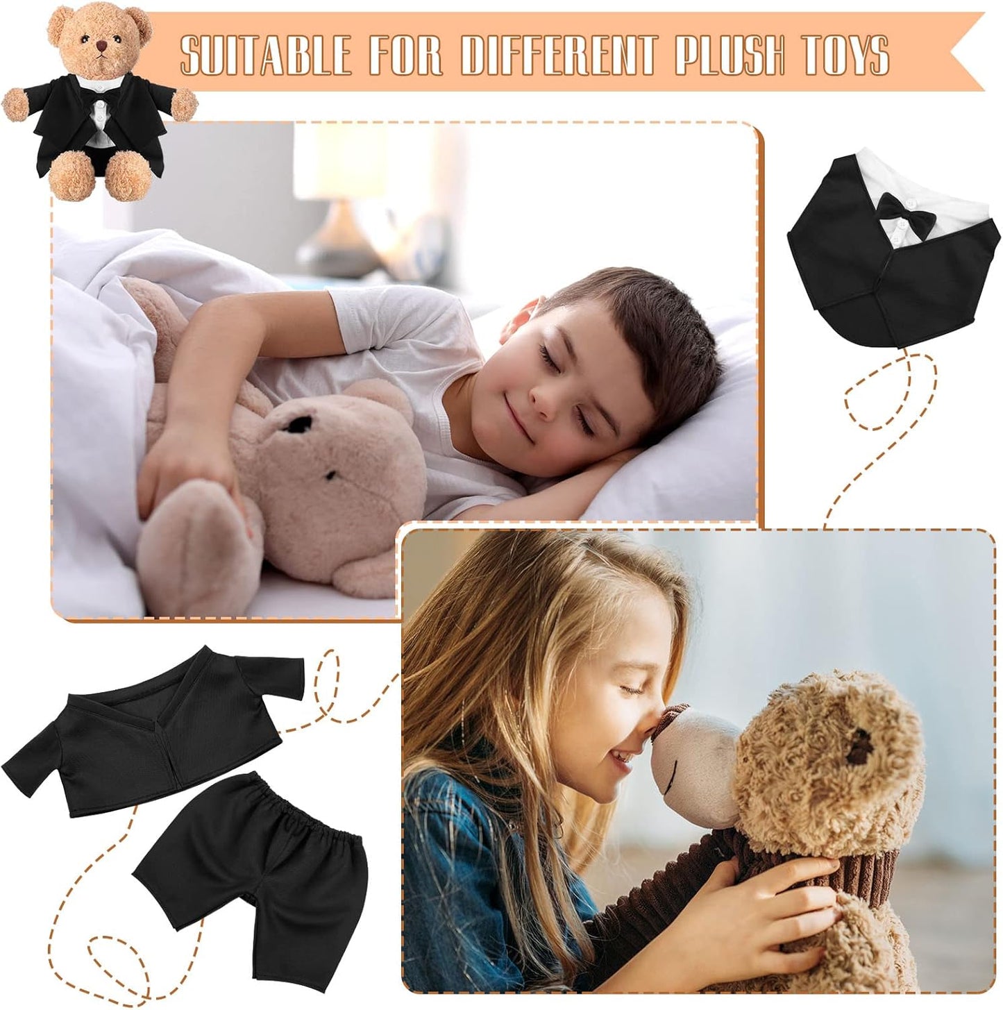LAPOLAR Set of Clothing for animals, Bear Clothes Suitable for 13-15 Inch Stuffed Animal Clothes, Bear Accessories for Your Own Stuffed Animals on Weddings